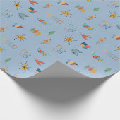 Midden eeuw modern gestructureerd lichtblauw cadeaupapier (Hoek)