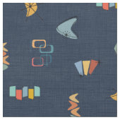 Midden Eeuw Modern Gestructureerd Navyblauw Stof (Close Up)