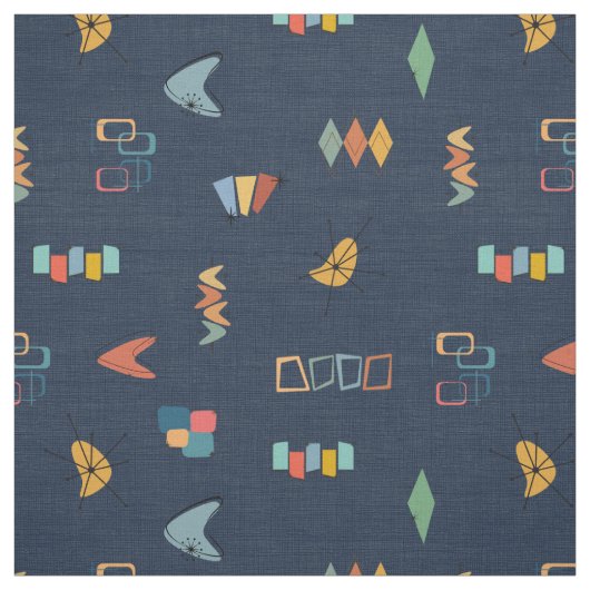 Midden Eeuw Modern Gestructureerd Navyblauw Stof (Swatch)