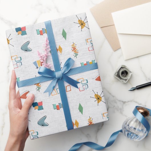Midden Eeuw Modern Gestructureerd Wit Cadeaupapier (Geschenken)