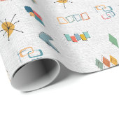 Midden Eeuw Modern Gestructureerd Wit Cadeaupapier (Rol Hoek)