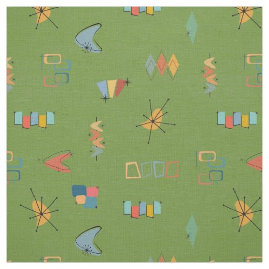 Midden Eeuw Modern Gestructureerde Avocado Stof (Swatch)