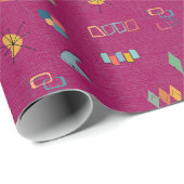 Midden Eeuw Modern Getextureerd Donkerroze Cadeaupapier (Rol Hoek)