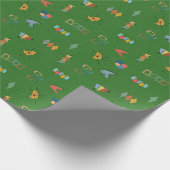 Midden Eeuw Modern Getextureerd Groen Cadeaupapier (Hoek)