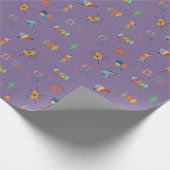 Midden Eeuw Modern Getextureerd Paars Cadeaupapier (Hoek)