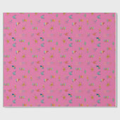 Midden Eeuw Modern Getextureerd Roze Cadeaupapier (Vlak)