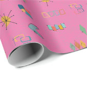 Midden Eeuw Modern Getextureerd Roze Cadeaupapier (Rol Hoek)