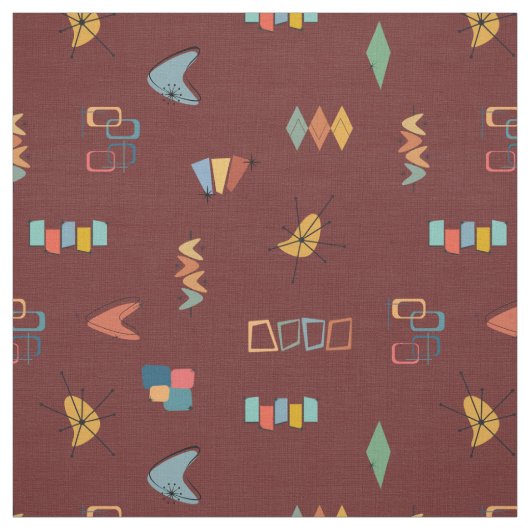 Midden Eeuw Modern Getextureerde Sangria Stof (Swatch)