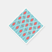 Midden eeuw modern, golven bollen, blauw, rood, gr servetten (Hoek)