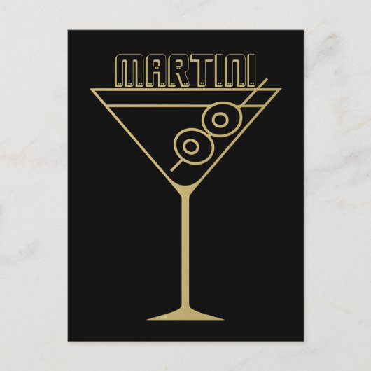 Midden Eeuw Modern Goud 2 Olijf Martini Briefkaart (Voorkant)