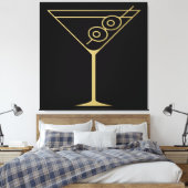 Midden Eeuw Modern Goud 2 Olijf Martini Canvas Afdruk (Insitu (Slaapkamer))