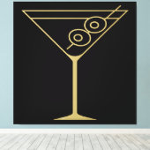 Midden Eeuw Modern Goud 2 Olijf Martini Canvas Afdruk (Insitu (Houten vloer))