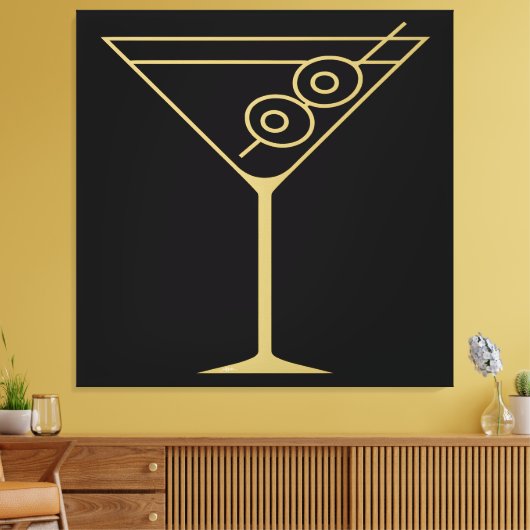 Midden Eeuw Modern Goud 2 Olijf Martini Canvas Afdruk (Insitu (Woonkamer))