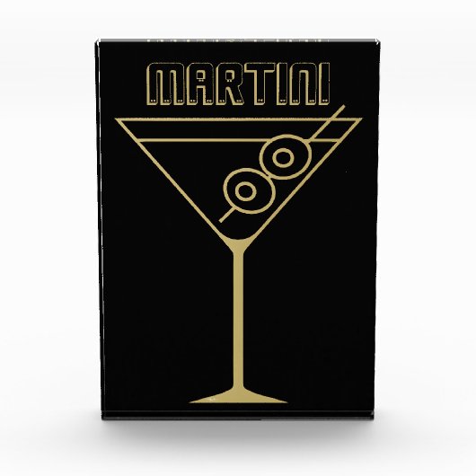 Midden eeuw modern goud 2 olijf martini fotoblokken (Voorkant)