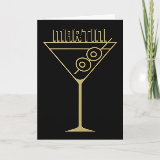 Midden eeuw modern goud 2 olijf martini kaart (Voorkant)