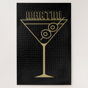 Midden eeuw modern goud 2 olijf martini legpuzzel