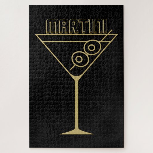 Midden eeuw modern goud 2 olijf martini legpuzzel (Verticaal)