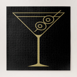 Midden eeuw modern goud 2 olijf martini legpuzzel