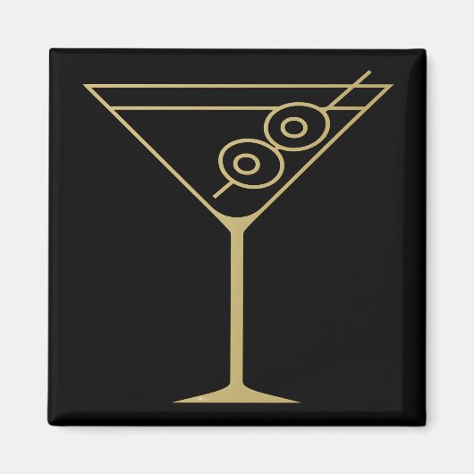 Midden eeuw modern goud 2 olijf martini magneet (Voorkant)