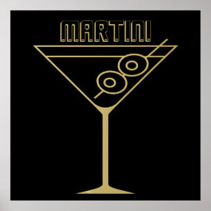 Midden Eeuw Modern Goud 2 Olijf Martini Poster