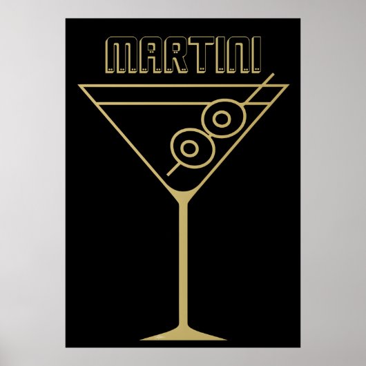 Midden eeuw modern goud 2 olijf martini poster (Voorkant)