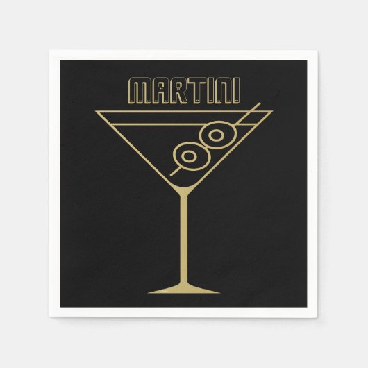 Midden Eeuw Modern Goud 2 Olijf Martini Servet (Voorkant)