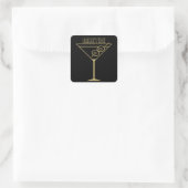 Midden Eeuw Modern Goud 2 Olijf Martini Vierkante Sticker (Tas)
