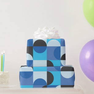 Midden eeuw modern half cirkels blauw turkoois cadeaupapier