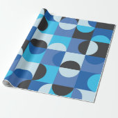Midden eeuw modern half cirkels blauw turkoois cadeaupapier (Uitgerold)