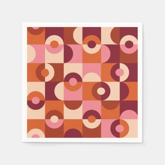 Midden Eeuw Modern Half Cirkels Roze oranje Servet (Voorkant)