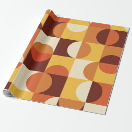 Midden eeuw modern halfronde cirkels geel en oranj cadeaupapier
