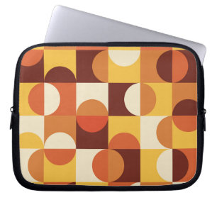 Midden eeuw modern halfronde cirkels geel en oranj laptop sleeve