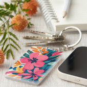Midden eeuw modern hawaii boho kunst sleutelhanger (Voorkant Rechts)