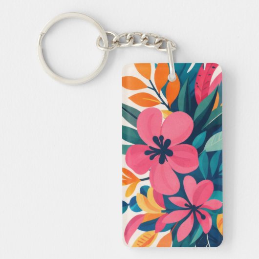 Midden eeuw modern hawaii boho kunst sleutelhanger (Voorkant)