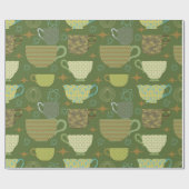 Midden-eeuw Modern Helder Groen Theekop Cadeaupapier (Vlak)