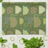 Midden-eeuw Modern Helder Groen Theekop Theedoek (Gevouwen)