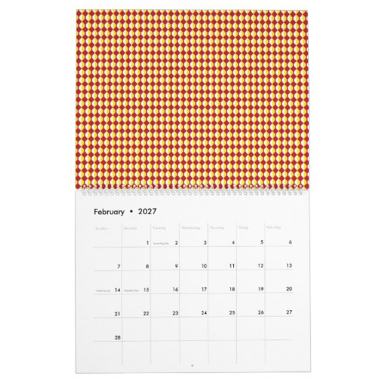 Midden eeuw modern herhalingspatroon kalender (Feb 2027)