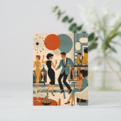 Midden Eeuw Modern Hippe Martini Dansfeest Briefkaart (Staand voorkant)