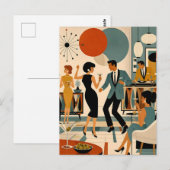 Midden Eeuw Modern Hippe Martini Dansfeest Briefkaart (Voorkant / Achterkant)