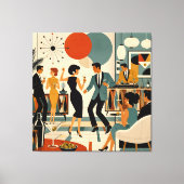 Midden Eeuw Modern Hippe Martini Dansfeest Canvas Afdruk (Voorkant)
