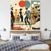 Midden Eeuw Modern Hippe Martini Dansfeest Canvas Afdruk (Insitu (Slaapkamer))