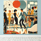 Midden Eeuw Modern Hippe Martini Dansfeest Canvas Afdruk (Insitu (Houten vloer))
