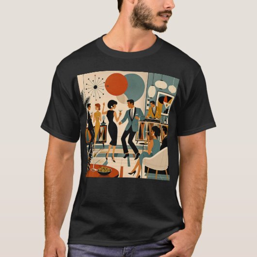 Midden Eeuw Modern Hippe Martini Dansfeest T-shirt (Voorkant)