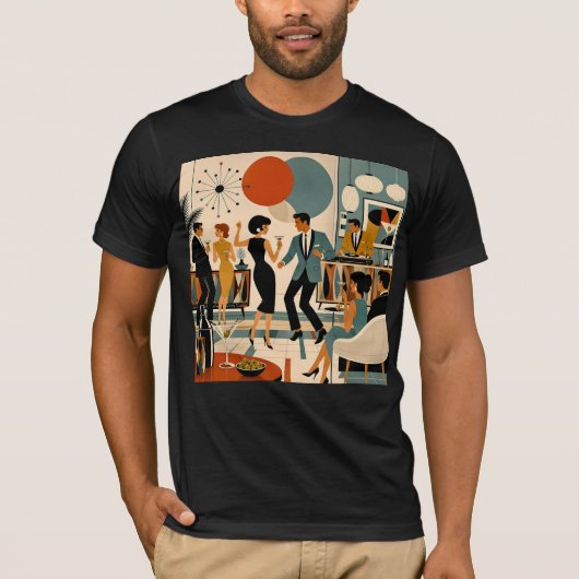 Midden Eeuw Modern Hippe Martini Dansfeest T-shirt (Voorkant)