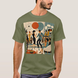 Midden Eeuw Modern Hippe Martini Dansfeest T-shirt