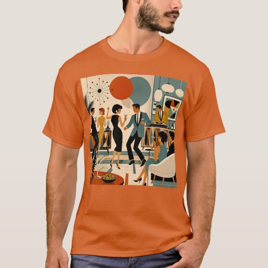 Midden Eeuw Modern Hippe Martini Dansfeest T-shirt (Voorkant)