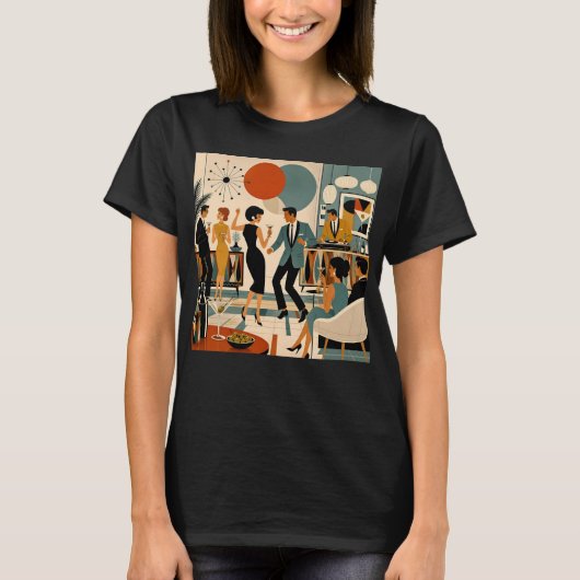 Midden Eeuw Modern Hippe Martini Dansfeest T-shirt (Voorkant)