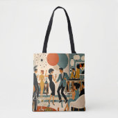 Midden Eeuw Modern Hippe Martini Dansfeest Tote Bag (Voorkant)