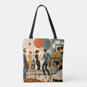 Midden Eeuw Modern Hippe Martini Dansfeest Tote Bag (Achterkant)
