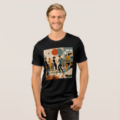 Midden Eeuw Modern Hippe Martini Dansfeest Tri-Blend Shirt (Voorkant volledig)